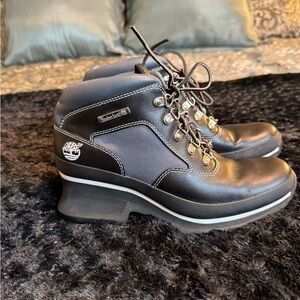 Timberland Black and Gray Leather Boots